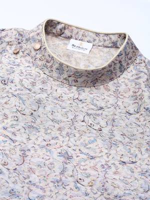 Cream floral block printed angrakha full open chanderi silk kurtas 2
