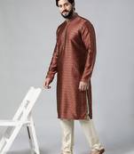 Maroon with golden floral jaal open kurtas