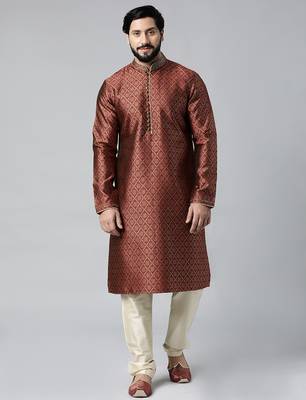 Maroon with golden floral jaal open kurtas 2