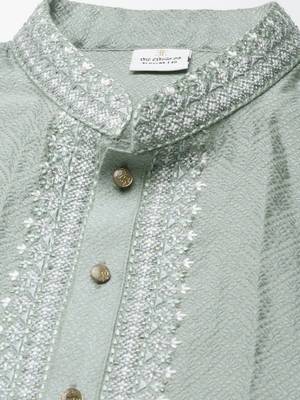 Greyish blue jacquard kurta 2
