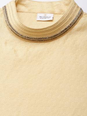 Jacquard angrakha style yellow kurta with side placket 2