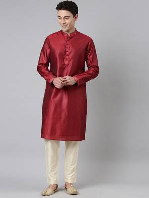 Red jacquard kurtas 1