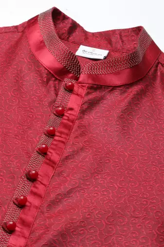 Red jacquard kurtas