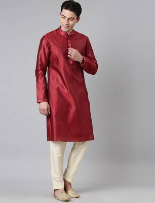Red jacquard kurtas 4