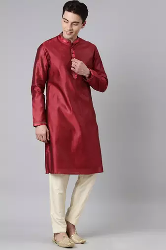 Red jacquard kurtas