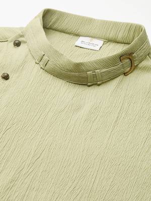 Pistachio side placket asymetrical drape kurtas 3