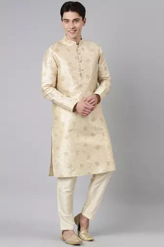 Beige printed kurtas