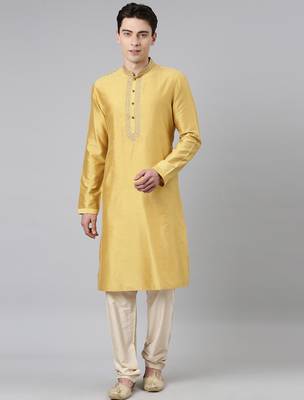 Haldi silk embroidery kurtas 1