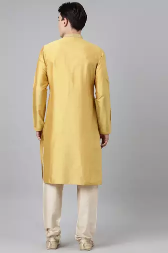Haldi silk embroidery kurtas