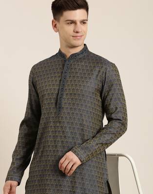 grey banarasi jacquard kurtas 1