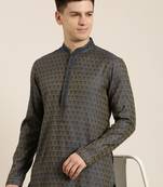 grey banarasi jacquard kurtas