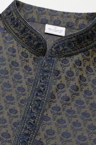 grey banarasi jacquard kurtas