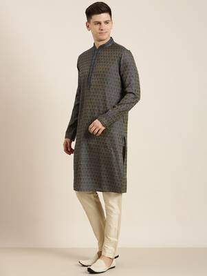 grey banarasi jacquard kurtas 4