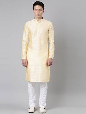 Yellow banarasi jacquard kurtas 1