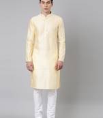 Yellow banarasi jacquard kurtas