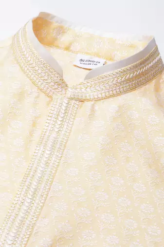 Yellow banarasi jacquard kurtas