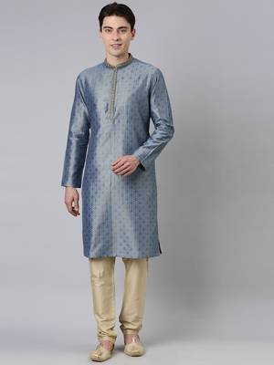 Blue jacquard kurtas 1