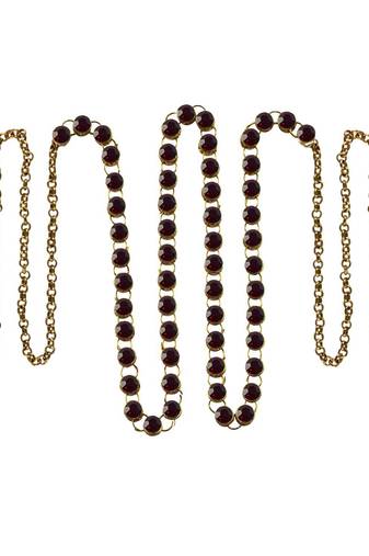 Waist Belt Gold Platted Dark Red Color Stone Size 44 Inch With Adjustable