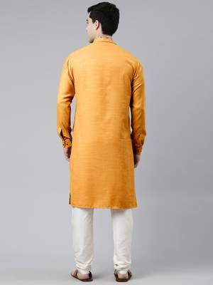 Mustard pintuck angrakha kurtas 2