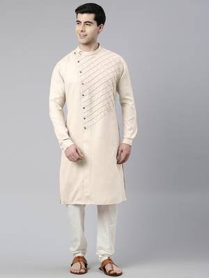 Cream angrakha kurtas 4