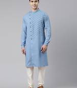 Light blue angrakha kurtas