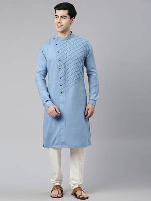 Light blue angrakha kurtas 4