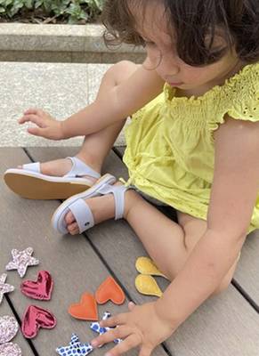Blue solid synthetic leather Sandal  1