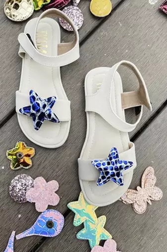 White solid synthetic leather sandals