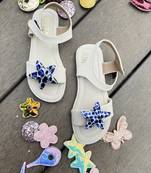 White solid synthetic leather sandals
