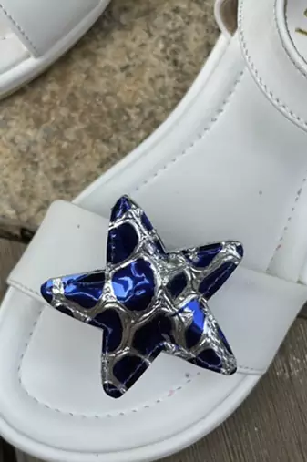 White solid synthetic leather sandals