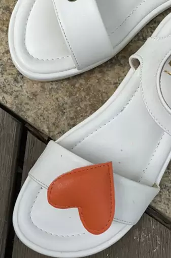 White solid synthetic leather sandals