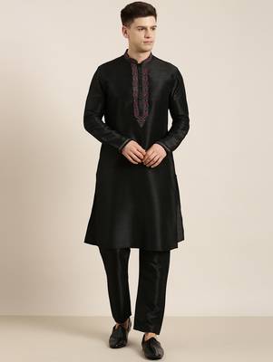 Black pashmina embroidered kurtas 2