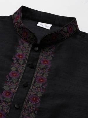 Black pashmina embroidered kurtas 3