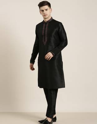 Black pashmina embroidered kurtas 4