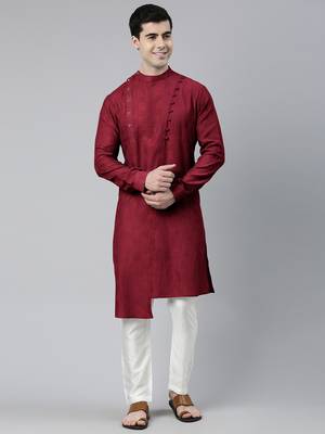 Maroon asymmetrical kurtas 1