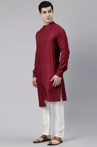 Maroon asymmetrical kurtas