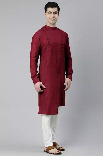 Maroon asymmetrical kurtas