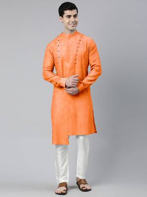 Orange asymmetrical kurtas 1