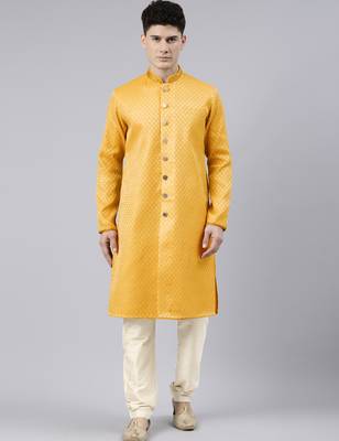 Mustard diamond booti front open kurtas 1