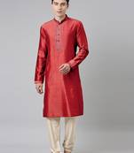 Maroon silk embroidery kurtas