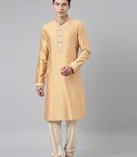 Beige silk embroidery kurtas