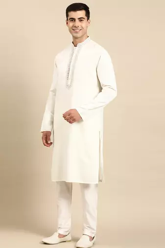 Off white embroidered kurtas