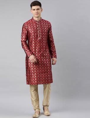 Maroon jacquard kurtas 1