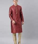 Maroon jacquard kurtas