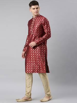 Maroon jacquard kurtas 3