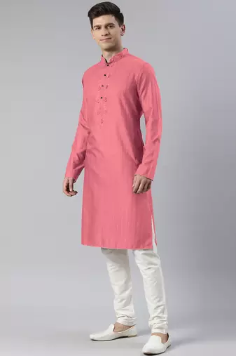 Onion pink embroidered kurtas