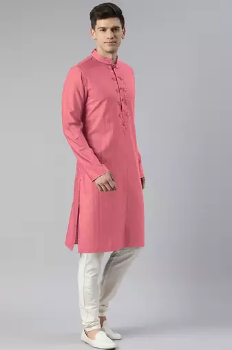 Onion pink embroidered kurtas