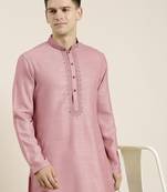 Old rose cotton dori embroidered kurta