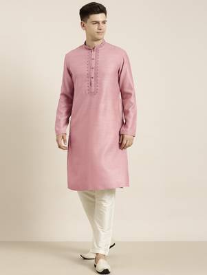 Old rose cotton dori embroidered kurta 2
