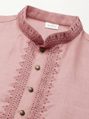Old rose cotton dori embroidered kurta 3